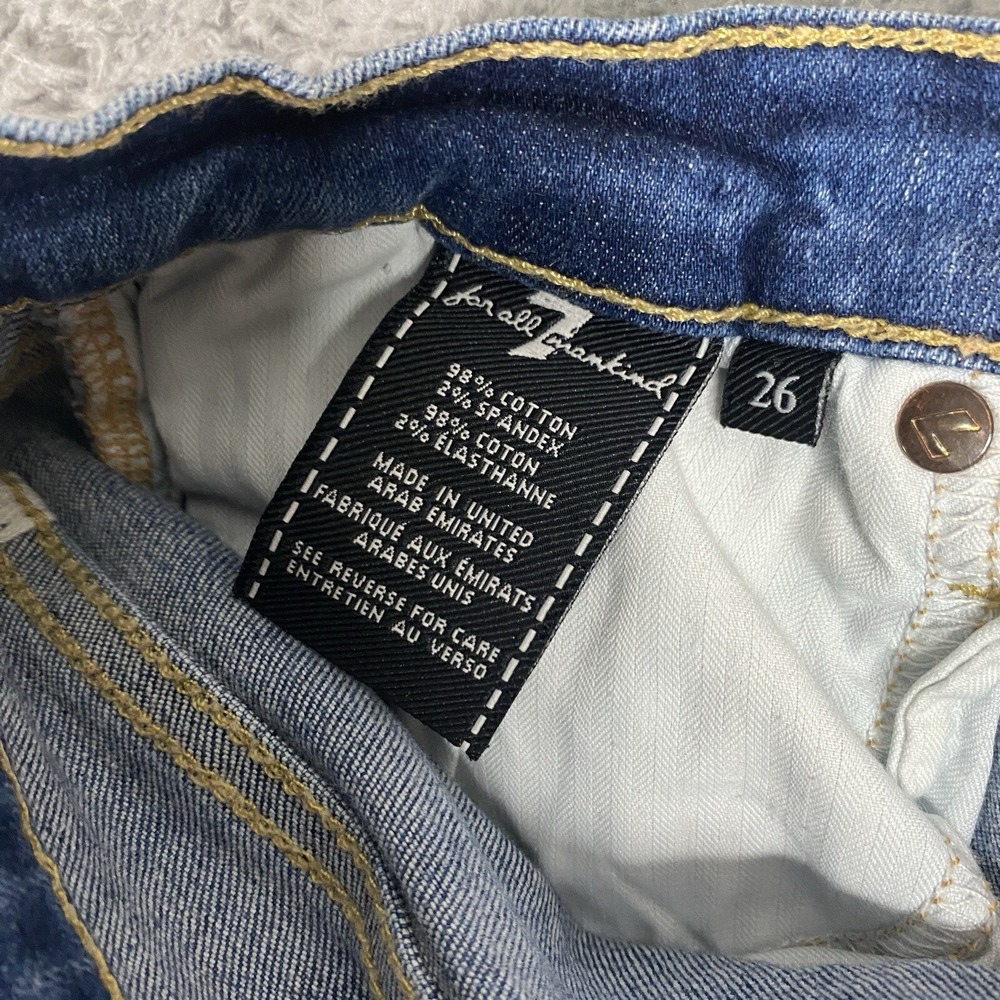 7 For All Mankind Skinny Ankle Jeans Size 26 Patches‎ Frayed Hem Medium Wash - Picture 15 of 16
